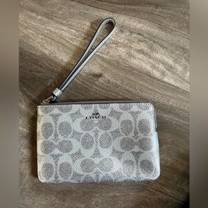 Coach Metallic Silver Signature Wristlet